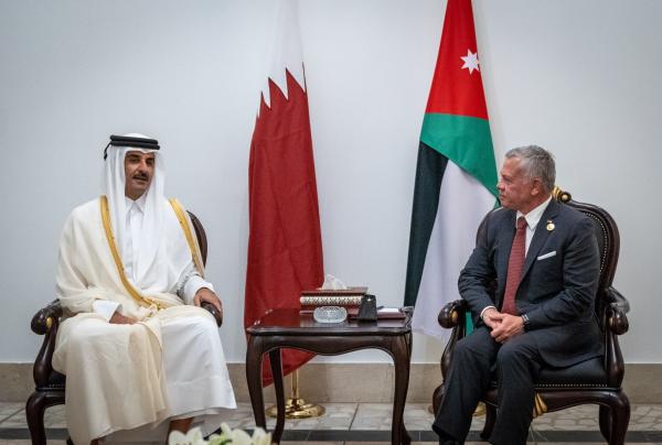 الملك لأمير قطر: أمنكم من أمن الأردن
