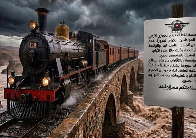 الخط الحديدي الحجازي يحذر: تجنبوا عبور الجسور خلال المنخفض الجوي