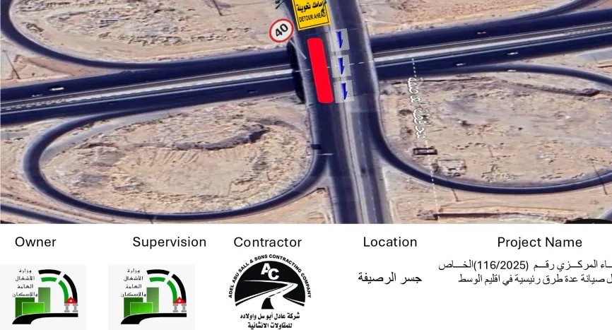 تحويلة مرورية لصيانة جسر الرصيفة على طريق عمان التنموي الاثنين